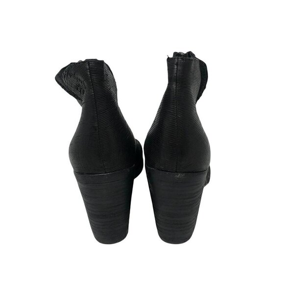 Eileen Fisher Womens Ankle Booties Black Leather Block Heel Peep Toe Zip 7.5 - Picture 4 of 8